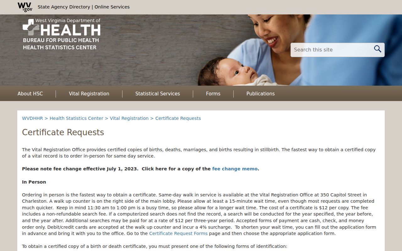 Cabell County resident lookup with West Virginia Vital Registration