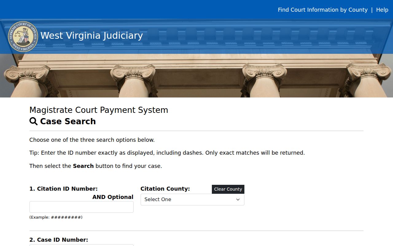 Cabell County resident lookup at the magistrate payment search