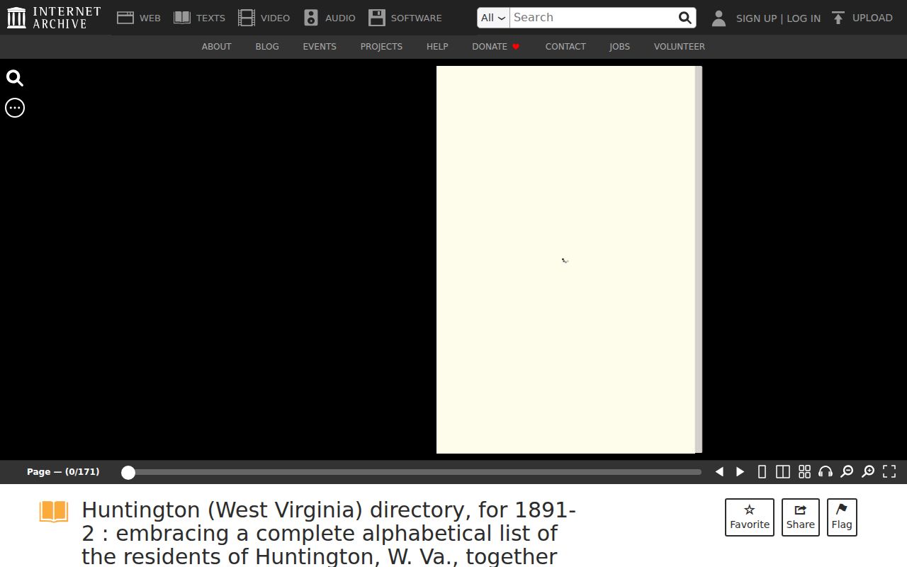 Internet Archive page for the 1891 to 1892 Huntington city directory